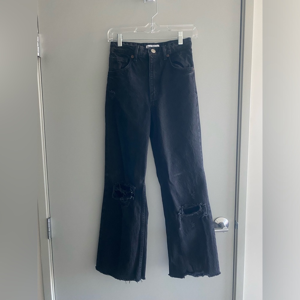 ZARA Black Straight Wide Leg Jeans